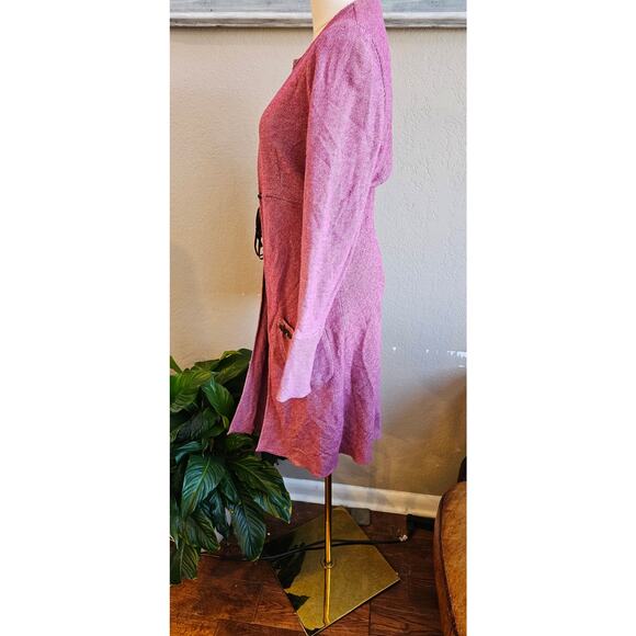 Kristina Ti Rhinestone Wool Longline Cardigan Sweater Women Size 40-M Deep Mauve - Picture 6 of 9